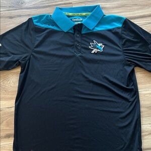 Reebok Black and Teal Sports Polo